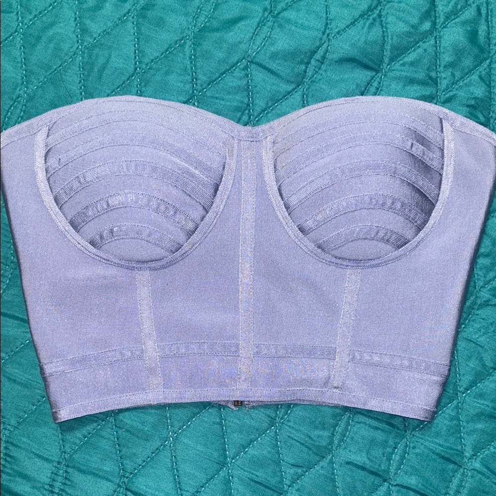 Baby Blue Sparkly Strapless Bustier Top